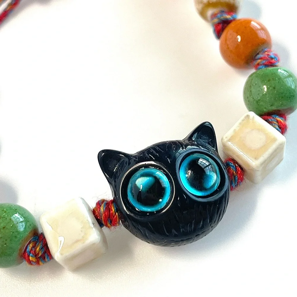 Colorful Cat Bead Bracelet